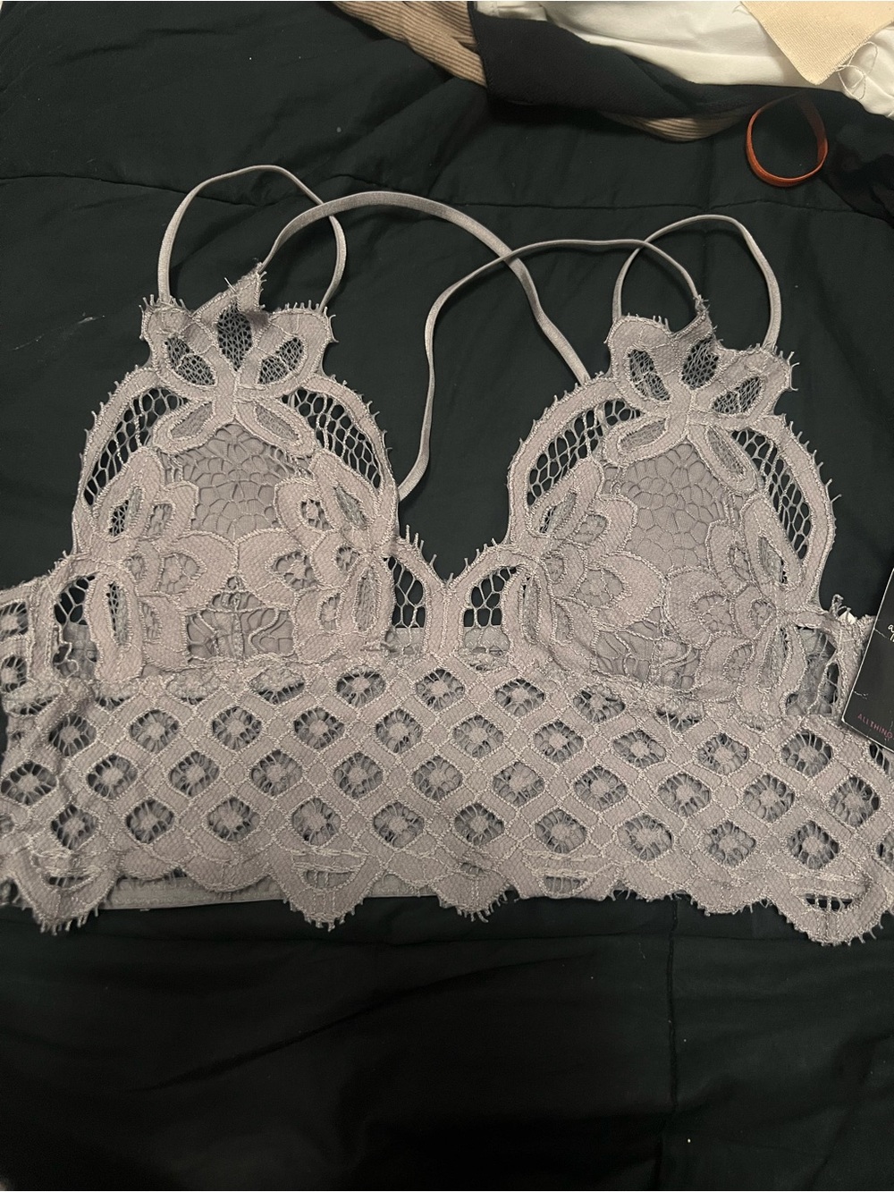 Floral Lace Bralette in Light Gray – Delicate Crochet Design